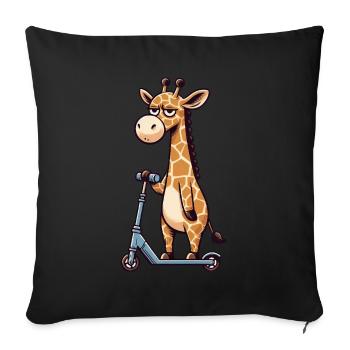 Grumpy Giraffe on Kickroller Comic - Sofa pillowcase 17,3'' x 17,3'' (45 x 45 cm) - black - Front
