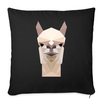 Lama alpaga visage- polygonal 3d cadeau - Housse de coussin décorative 45 x 45 cm - noir - Devant