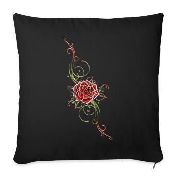 Filigranes Tribal mit Rosenblüte, rose - Sofakissenbezug 45 x 45 cm - Schwarz - Vorne