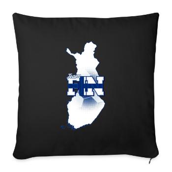 Team FIN Map Finlande avec modèle de balle - Housse de coussin décorative 45 x 45 cm - noir - Devant