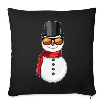 Bonhomme de neige Noël bonnet de Noël - Housse de coussin décorative 45 x 45 cm - noir - Devant