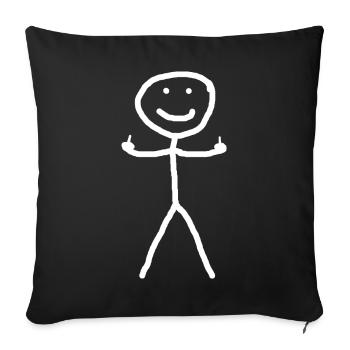 Stickman avec doigt coquin - Housse de coussin décorative 45 x 45 cm - noir - Devant