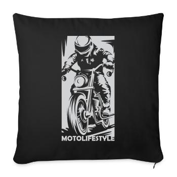 Moto Racing Caferacer Moto Biker Symbole Logo - Housse de coussin décorative 45 x 45 cm - noir - Devant