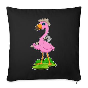 Hache de bûcheron flamant rose - Housse de coussin décorative 45 x 45 cm - noir - Devant