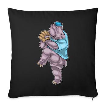 Hippopotamus Gant de baseball - Housse de coussin décorative 45 x 45 cm - noir - Devant