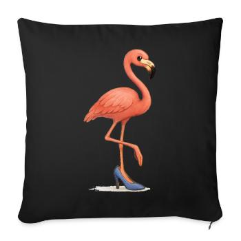 Funny flamingo in high heel - Sofa pillowcase 17,3'' x 17,3'' (45 x 45 cm) - black - Front