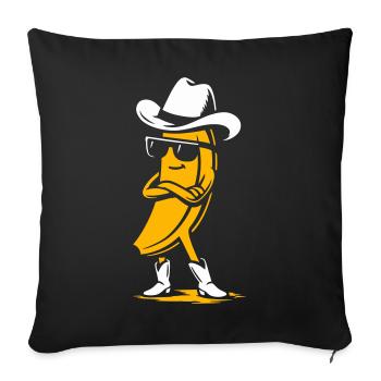Banane cow-boy avec attitude - Housse de coussin décorative 45 x 45 cm - noir - Devant