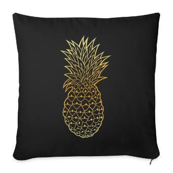 Gold Umriss Ananas Tropisches Design - Sofakissenbezug 45 x 45 cm - Schwarz - Vorne