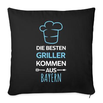 Les meilleurs barbecues viennent de Bavière / Grill, BBQ - Housse de coussin décorative 45 x 45 cm - noir - Devant