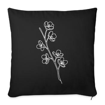 Silhouette botanique des fleurs de ligne - Housse de coussin décorative 45 x 45 cm - noir - Devant