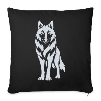Wolfs Silhouette Kontrastdesign - Sofakissenbezug 45 x 45 cm - Schwarz - Vorne