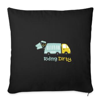 Driving a dirty garbage truck - Sofa pillowcase 17,3'' x 17,3'' (45 x 45 cm) - black - Front