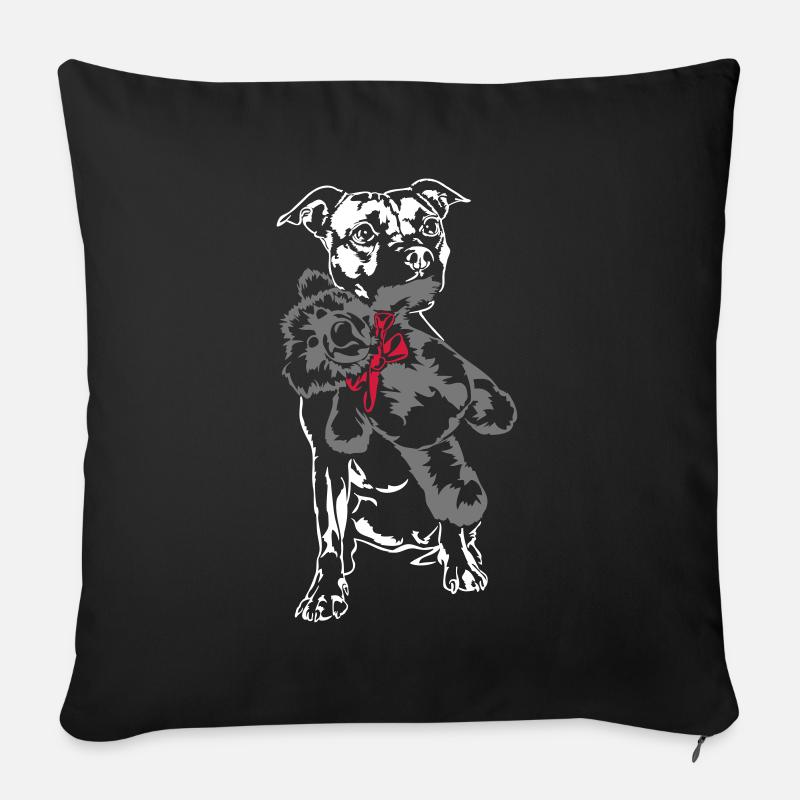 Staffordshire avec Teddy - Housse de coussin décorative 45 x 45 cm - noir