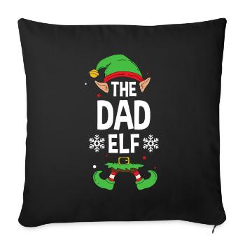 Elfe de cadeau de Noël de famille assorti de groupe - Housse de coussin décorative 45 x 45 cm - noir - Devant