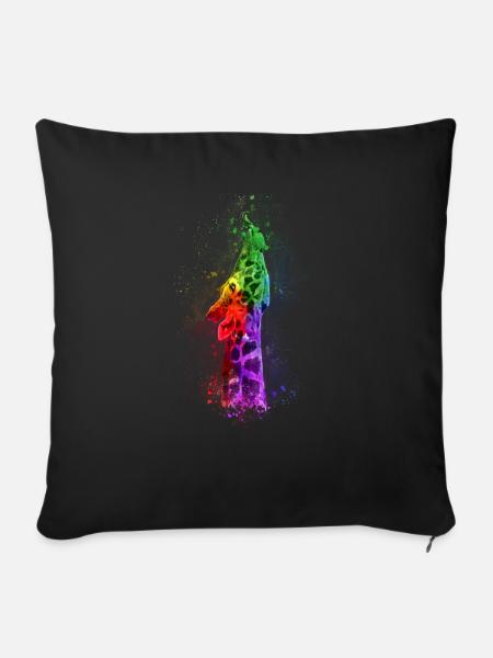 Multicolour Giraffe - Sofa pillowcase 17,3'' x 17,3'' (45 x 45 cm) - black