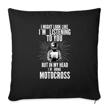 Motocross / Enduro / Freestyle mx / Dirtbike retro - Sofa pillowcase 17,3'' x 17,3'' (45 x 45 cm) - black - Front