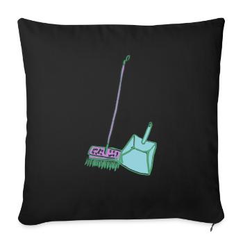 haushalt besen und schaufel - Sofakissenbezug 45 x 45 cm - Schwarz - Vorne