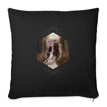 Papillons sur femme - Housse de coussin décorative 45 x 45 cm - noir - Devant