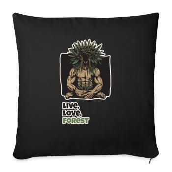Forest People. Live, Love, Forest - Sofa pillowcase 17,3'' x 17,3'' (45 x 45 cm) - black - Front