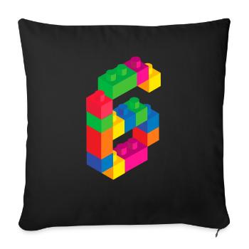 Cute Block Building 6th Birthday Gift 6 Year Old - Sofa pillowcase 17,3'' x 17,3'' (45 x 45 cm) - black - Front
