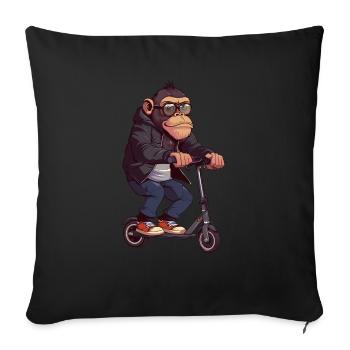 Monkey Scooter - Sofa pillowcase 17,3'' x 17,3'' (45 x 45 cm) - black - Front