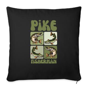 Pike Fisherman – Vintage Pike Fish Art - Sofa pillowcase 17,3'' x 17,3'' (45 x 45 cm) - black - Front