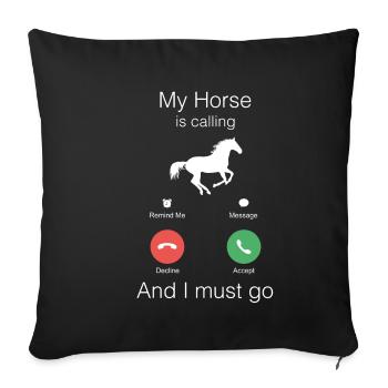 My Horse is Calling Cheval Pony Reiter - Housse de coussin décorative 45 x 45 cm - noir - Devant