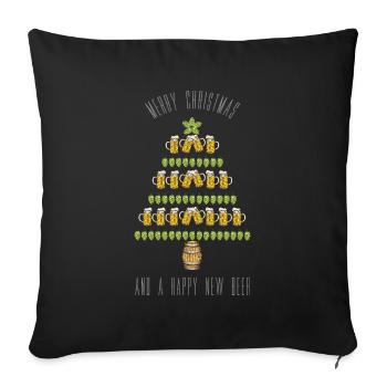 Bayrisch Servus Bier Happy New Beer Weihnachtbaum - Sofakissenbezug 45 x 45 cm - Schwarz - Vorne