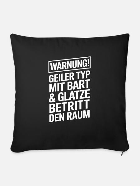 Glatze Frisur Haarausfall, Glatzenträger - Sofakissenbezug 45 x 45 cm - Schwarz