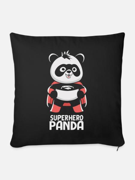 Superhelden Panda - Sofakissenbezug 45 x 45 cm - Schwarz