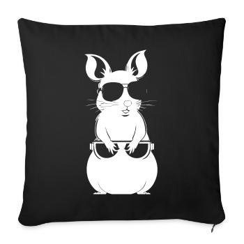 Lustige Hausratte mit Sonnenbrille Fancy Rats - Sofakissenbezug 45 x 45 cm - Schwarz - Vorne