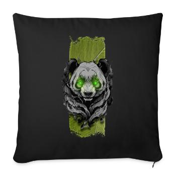 Tranquil Jade: Gentle Green-Eyed Panda - Sofa pillowcase 17,3'' x 17,3'' (45 x 45 cm) - black - Front