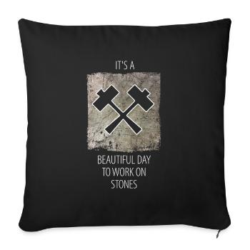 Stonemason Stone Sculptor Saying - Sofa pillowcase 17,3'' x 17,3'' (45 x 45 cm) - black - Front