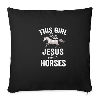 Horses Love - Sofa pillowcase 17,3'' x 17,3'' (45 x 45 cm) - black - Front