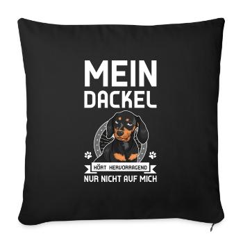 Dackel Hund Dackel Besitzer Geschenk - Sofakissenbezug 45 x 45 cm - Schwarz - Vorne