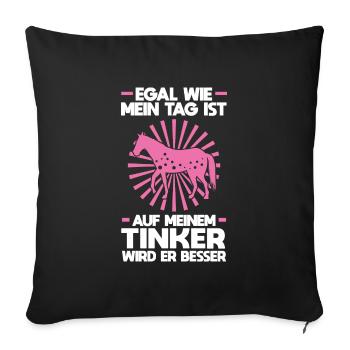 Tinker Pferd Reiter Geschenk - Sofakissenbezug 45 x 45 cm - Schwarz - Vorne