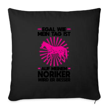 Noriker Pferd Pferde Geschenk - Sofakissenbezug 45 x 45 cm - Schwarz - Vorne