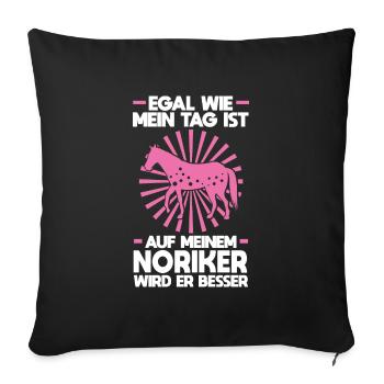 Noriker Pferd Pferdesport Geschenk - Sofakissenbezug 45 x 45 cm - Schwarz - Vorne
