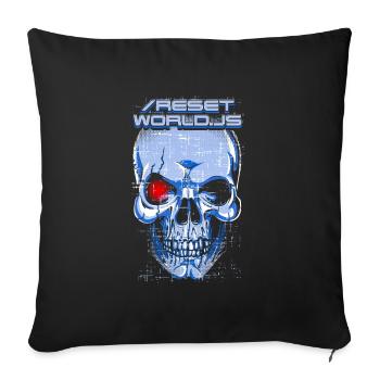 Ein gruseliges Reset World.js Roboter & Schädel - Sofakissenbezug 45 x 45 cm - Schwarz - Vorne