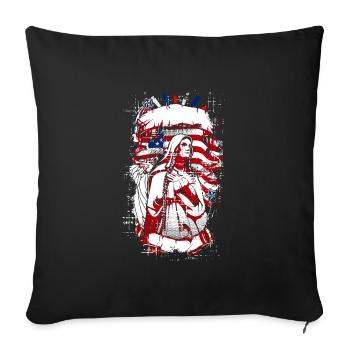 Une belle religieuse en prière avec un design de drapeaux américains - Housse de coussin décorative 45 x 45 cm - noir - Devant