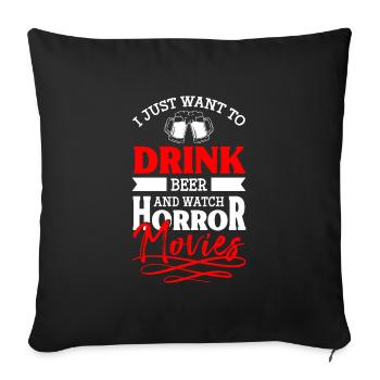 Cinéphiles Soirée cinéma Hollywood - Housse de coussin décorative 45 x 45 cm - noir - Devant