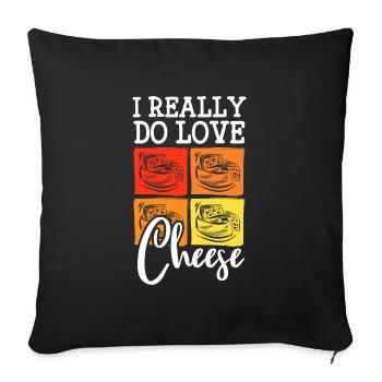 Amateur de fromage foodie fromagerie laitière - Housse de coussin décorative 45 x 45 cm - noir - Devant