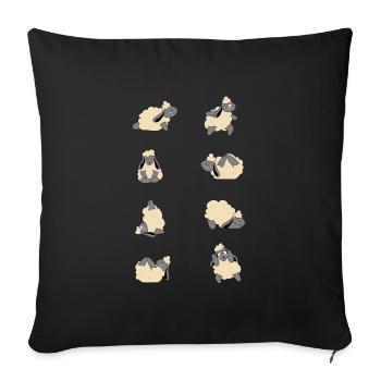 Yoga Sheeps - Sofakissenbezug 45 x 45 cm - Schwarz - Vorne