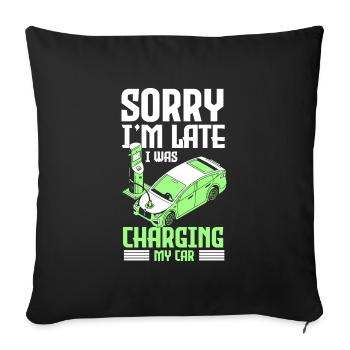E-Car Tesla Électricité Protection du climat - Housse de coussin décorative 45 x 45 cm - noir - Devant