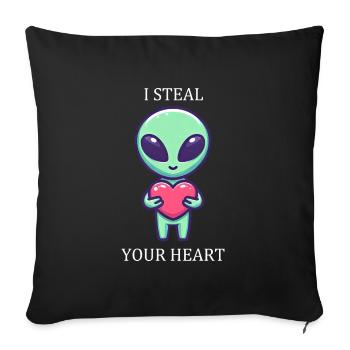 Amour extraterrestre - Les cœurs de la Saint-Valentin dans l’espace - Housse de coussin décorative 45 x 45 cm - noir - Devant