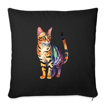 Chat du Bengale Aquarelles - Housse de coussin décorative 45 x 45 cm - noir - Devant