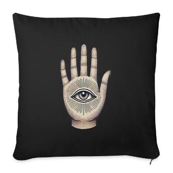 Oeil dans la main symbole mystique Design - Housse de coussin décorative 45 x 45 cm - noir - Devant