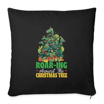 Dinosaur Christmas Tree, Santa Claus, - Sofa pillowcase 17,3'' x 17,3'' (45 x 45 cm) - black - Front
