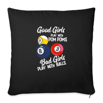 Good Girls Play With Pom Poms - Sofakissenbezug 45 x 45 cm - Schwarz - Vorne