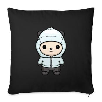 Polar Bear Winter Bear Comic Cute - Sofa pillowcase 17,3'' x 17,3'' (45 x 45 cm) - black - Front